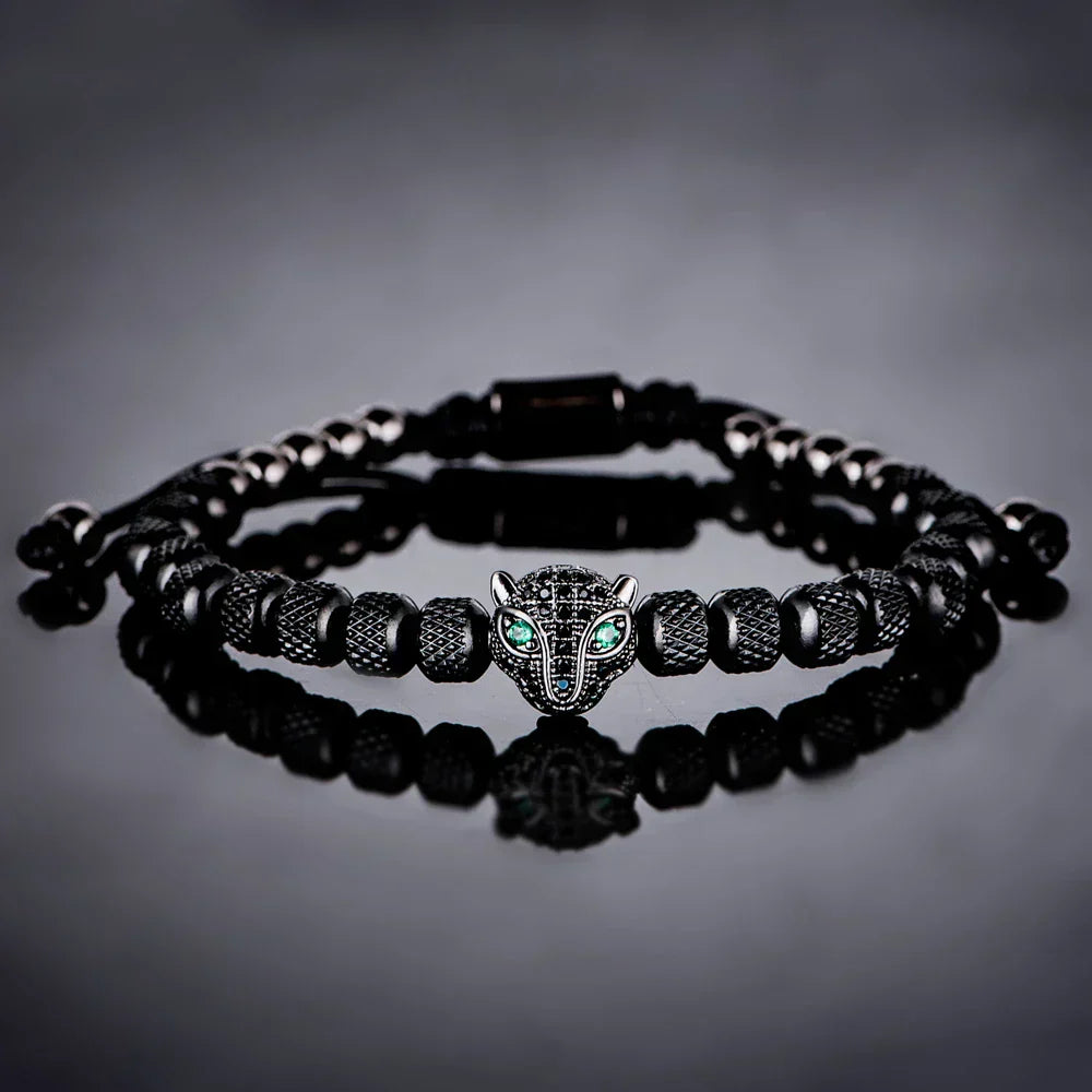 Set of 3 Luxe Panther Bracelets - Gold and Silver Stainless Steel with Sparkling Zirconium Crystals